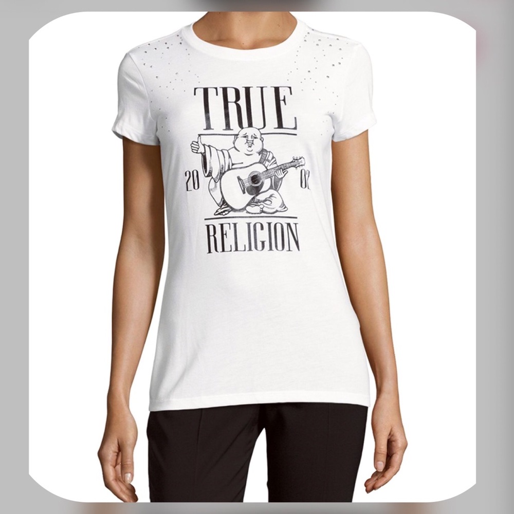 True Religion T-Shirt with Bling Shoulders